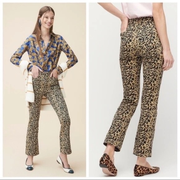 J. Crew Pants - J. Crew Kick Out Crop Leopard Print Pants Size 28